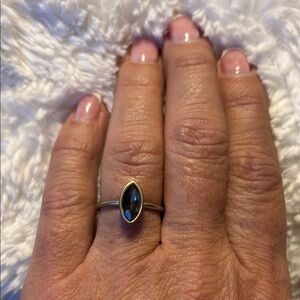 Matte Gold and Gray Stone Ring Sz 8